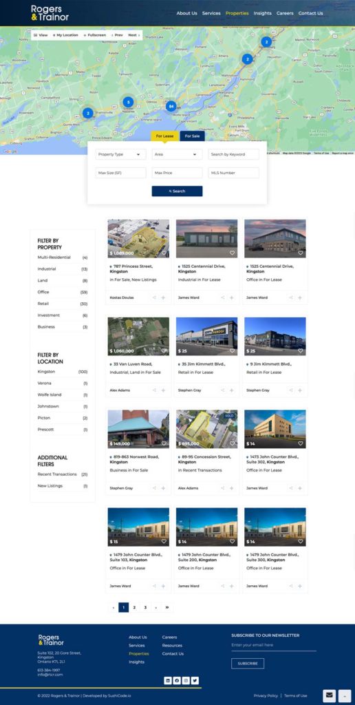 Roger's & Trainor - Properties Page